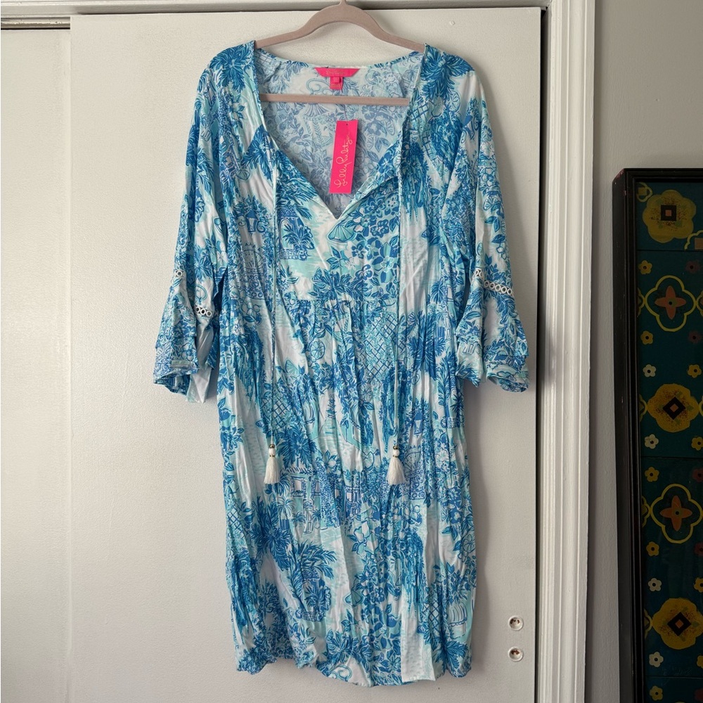 Lilly Pulitzer Azita Toile Me About It Charleston Blue and White Tunic Dress